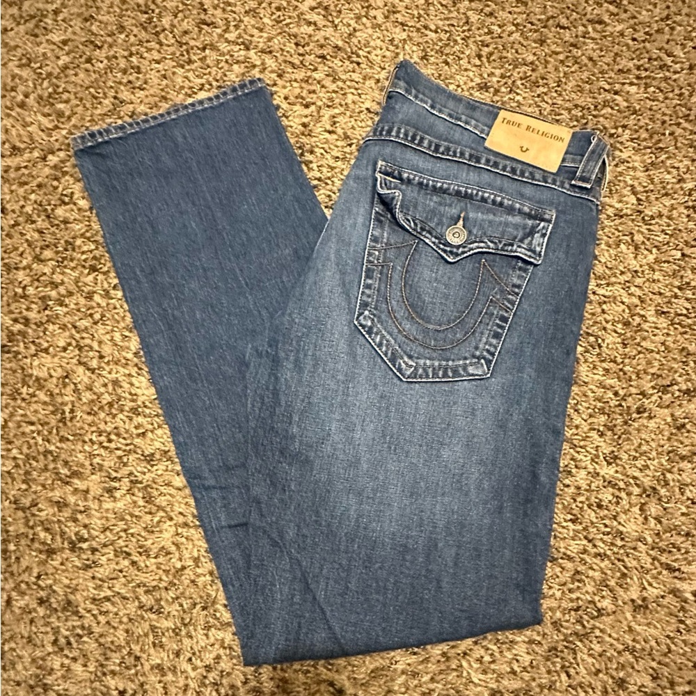 Men’s True Religion Jeans Ricky Relaxed Straight Jeans Size 36 Inseam 34 EUC